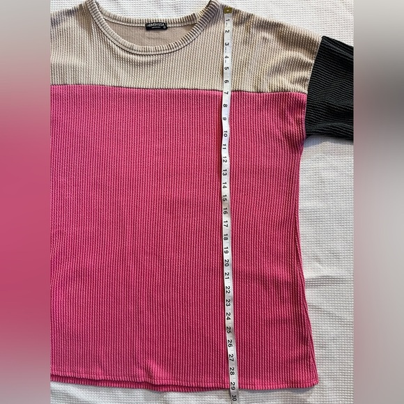Heimish U.S.A. Colorblock Pink, Cream, Black Women's Long Sleeve Top Size 2X - Picture 9 of 12
